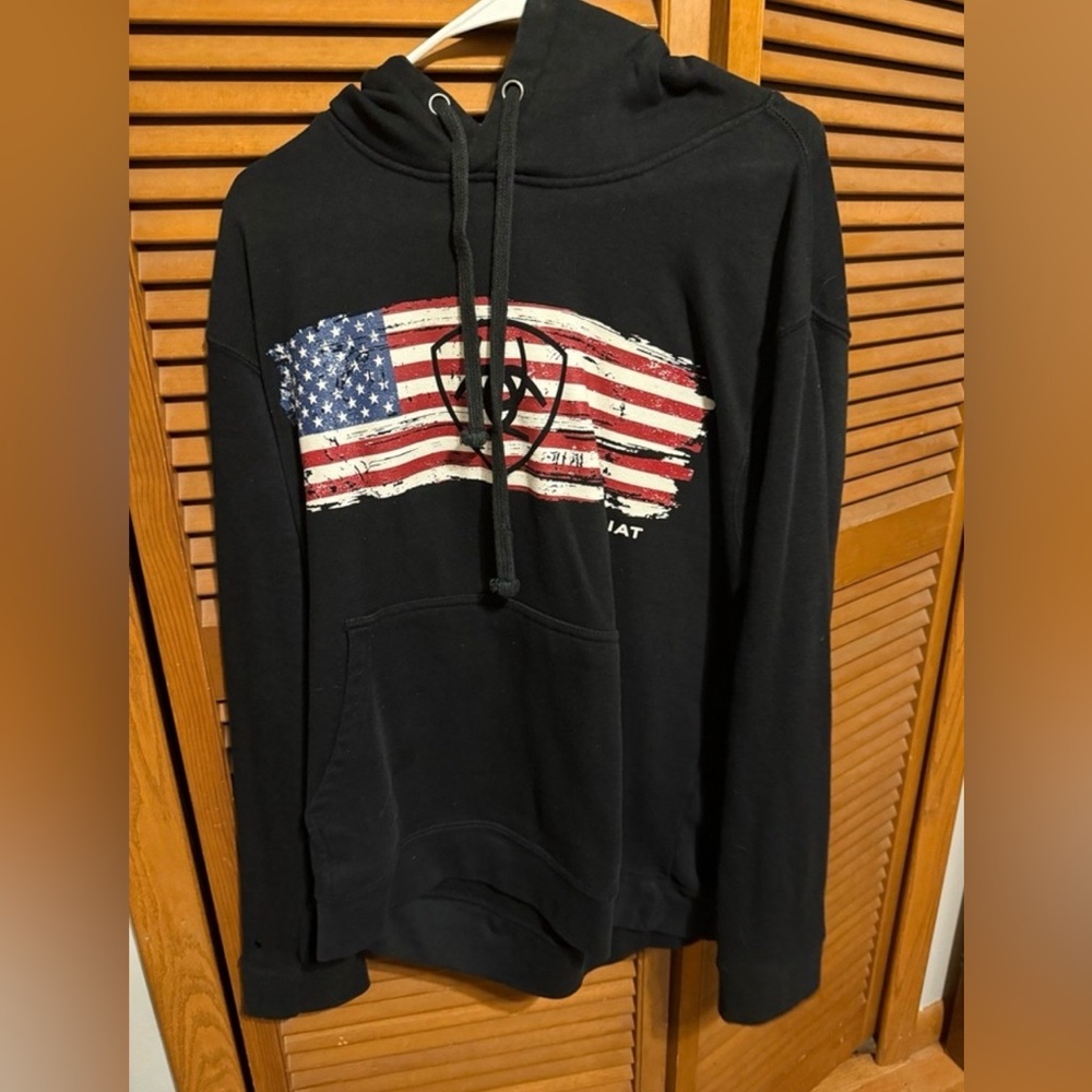 Ariat Black Hoodie with American Flag Design